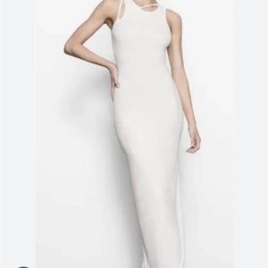 Skims ribbed white cutout dress